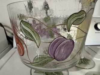 Decorative Glass Bowl And 2 Tall Glasses