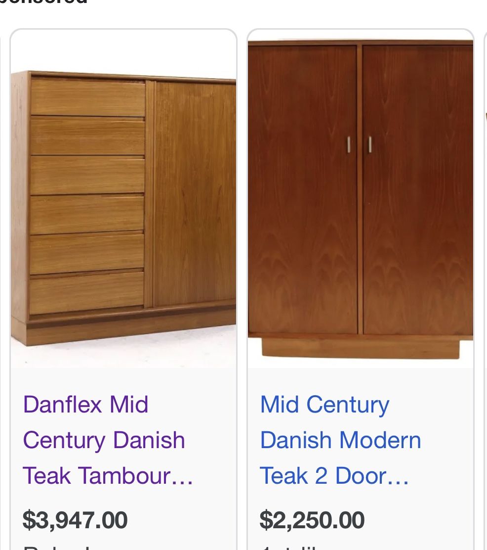 Mid Century Danish Modern Teak Tambour Dresser