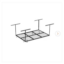 NEW IN BOX Shop FLEXIMOUNTS OHK Series 48 in. W x 72 in. D x 22-40 in. H Black Ceiling Mounted Overhead Garage Storage Rack with Accessory Hooks