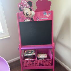 Minnie Mouse Kids Easel – Double-Sided (Whiteboard & Blackboard) + Storage Bins