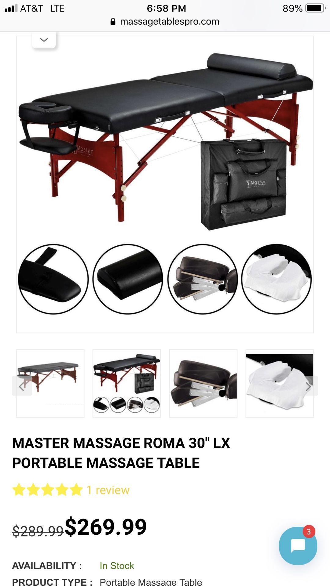 Master massage Roma 30” LX portable Massage Table