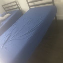 One Twin Size Bed Frame And Mattress 