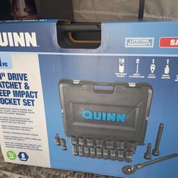 Quinn 3)4" Drive Ratchet & Deep Impact Socket Set 