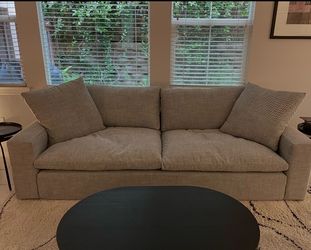 96” Utopia Cloud-Style Sofa-Black & White Herringbone