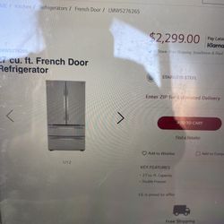 LG 27 Cu.Ft.4 Door French Door Refrigerator ( Brand New )