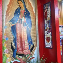 Virgin Mary Painting And Stained Glass Painting