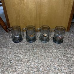4 Princess House Beer Mugs Steins Pheasant Geese Ducks Hunting Dog Weighted Base