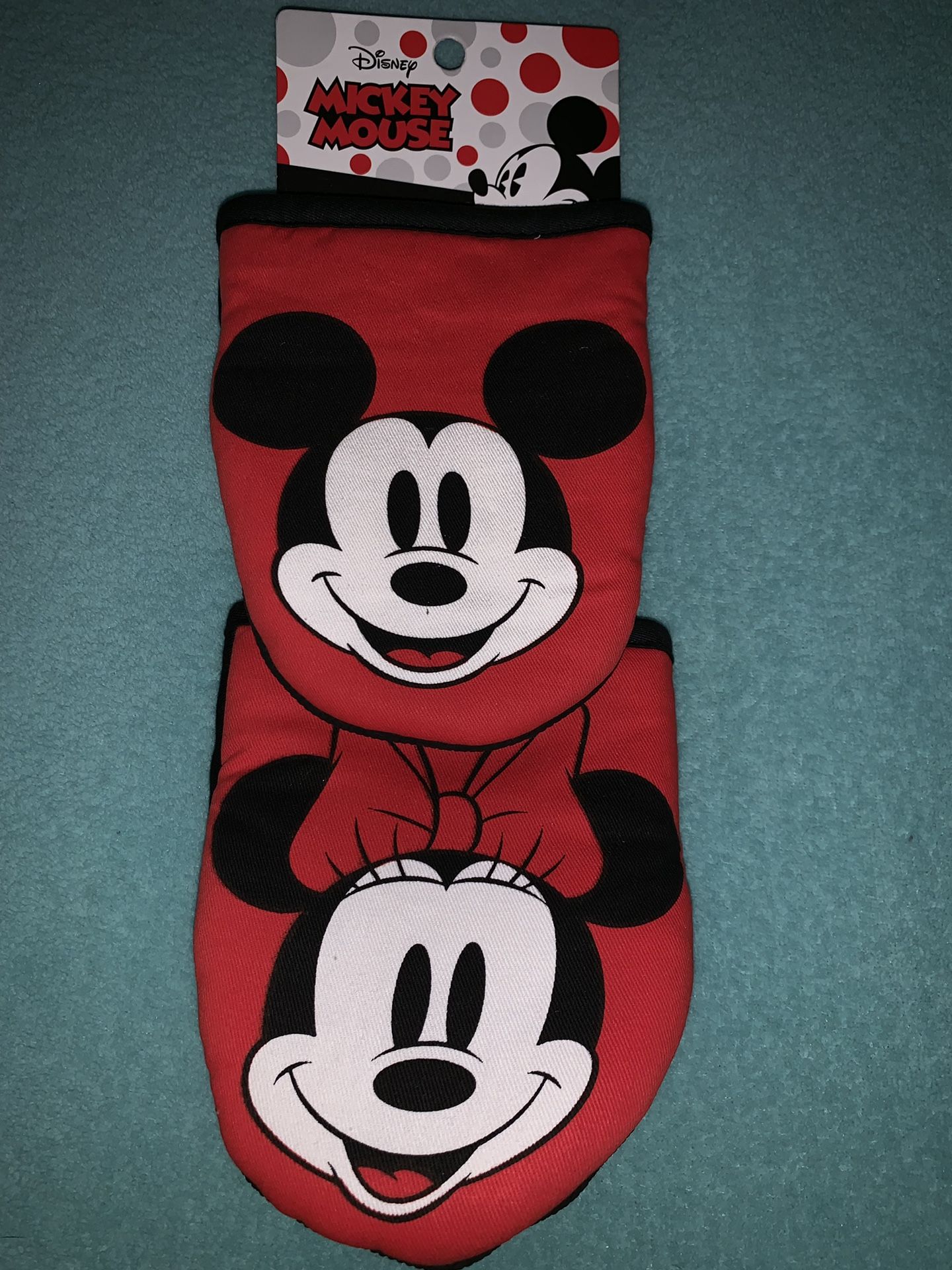 2 pk Disney Mickey Mouse red white black mini pot holder mitts NEW
