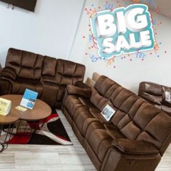 Barcelona Brown Fabric Reclining Sofa/Loveseat Sets---$1099---Wow!!!---Delivery Available 