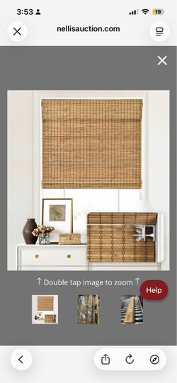 LazBlinds Cordless Bamboo Roman Shades, 35.5" W X 48" H, Eastfield Teak