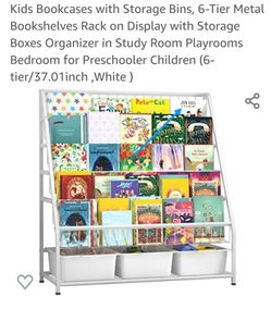NEW KIDS BOOKCASES/BOOKSHELVES RACK WITH STORAGE BINS/BOXES
