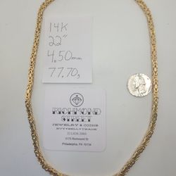 *NEW* 14k Gold 22" Byzantine Chain