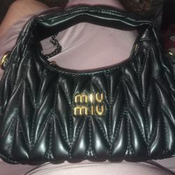 Authentic Miu Miu Wander Matelassé Satin Hobo Bag.