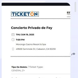 4 Boletos Para La Cantante Fey