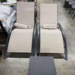 PURPLE LEAF Patio Chaise Lounge Set of 3 Outdoor Lounge Chair Beach