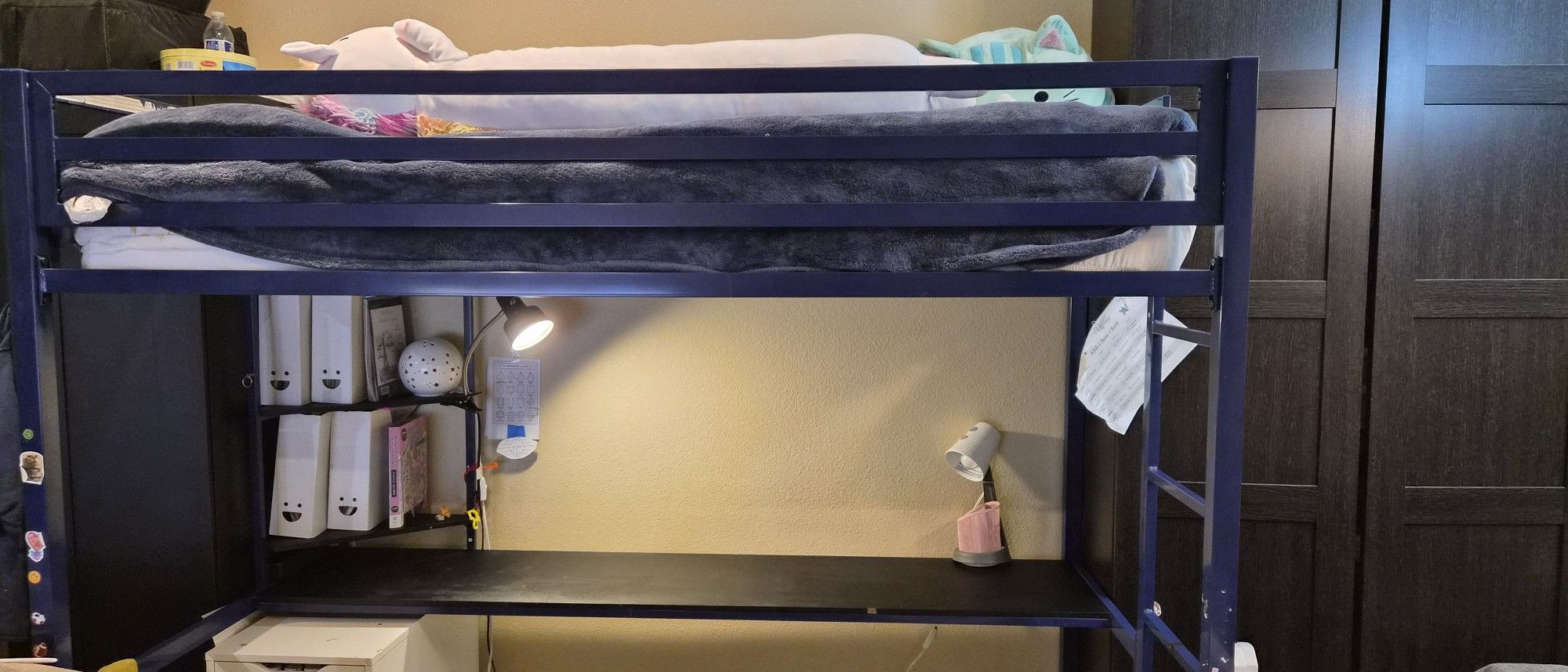 FOR SALE – Twin Loft Bed with Desk + Mattress – $70