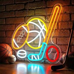 Neon Sign for Man Cave Room USB Powered Neon Wall Decor for Football Basketball Baseball Ice Hockey Fans 14" x 12"