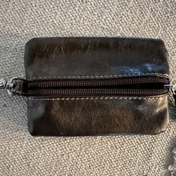 Franco Sarto Brown Zippered Leather Coin Purse Wallet