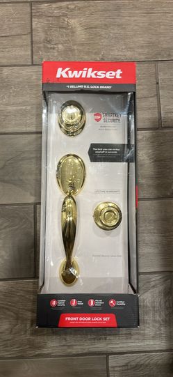 Kwikset entry door lock, gold—-new!!