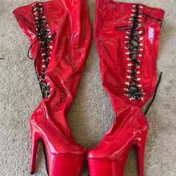 Red Thigh High Boots 