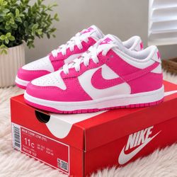 Nike Dunk Low Pink & White Kids Size 11C – Brand New w/ Box
