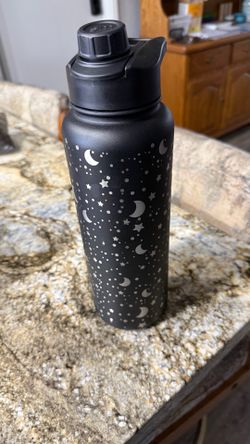Black, With, Stars, 40 oz, Simple, Modern, Slim, Insulated, Water, Bottle