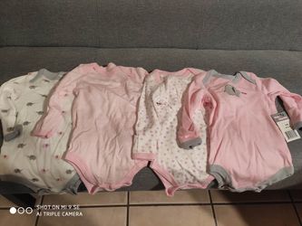 Maybe Baby Kids Infant Boys' and Girls' 4 Pack Set Cotton Baby Longsleeve Bodysuit Set w/Mitten Cuffs, Elephant, 3/6 Months