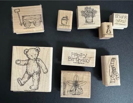Lot of 9 Stampin’ Up! Wood Mounted Rubber Stamps just $10 for All