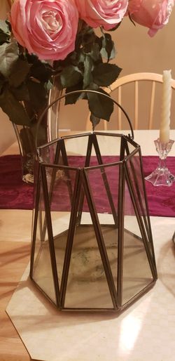  GLASS Candle Holder-2 Pc-tall 8"-Made In India