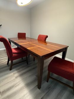 Wood table with chairs