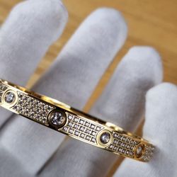 Love Bracelets With Diamonds Stainless Steel Gold Plated 