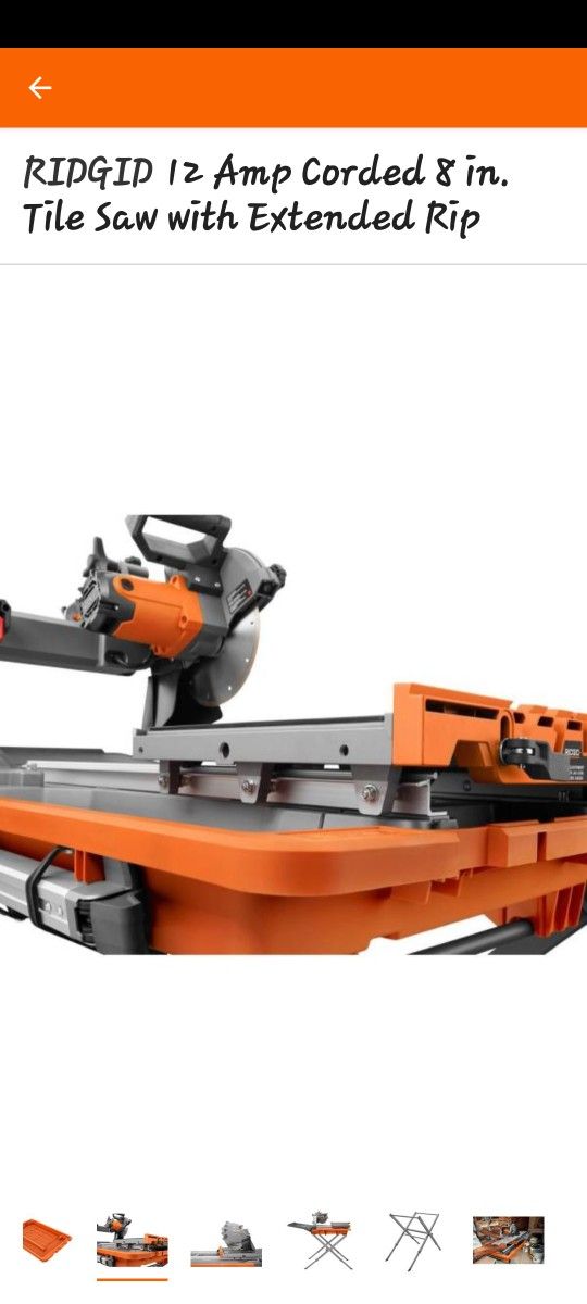 New Rigid 8" Wet Tile Saw With All The Extras.$350