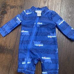 Boys Long Sleeve Swim Romper Size 3 Months By Carters #2