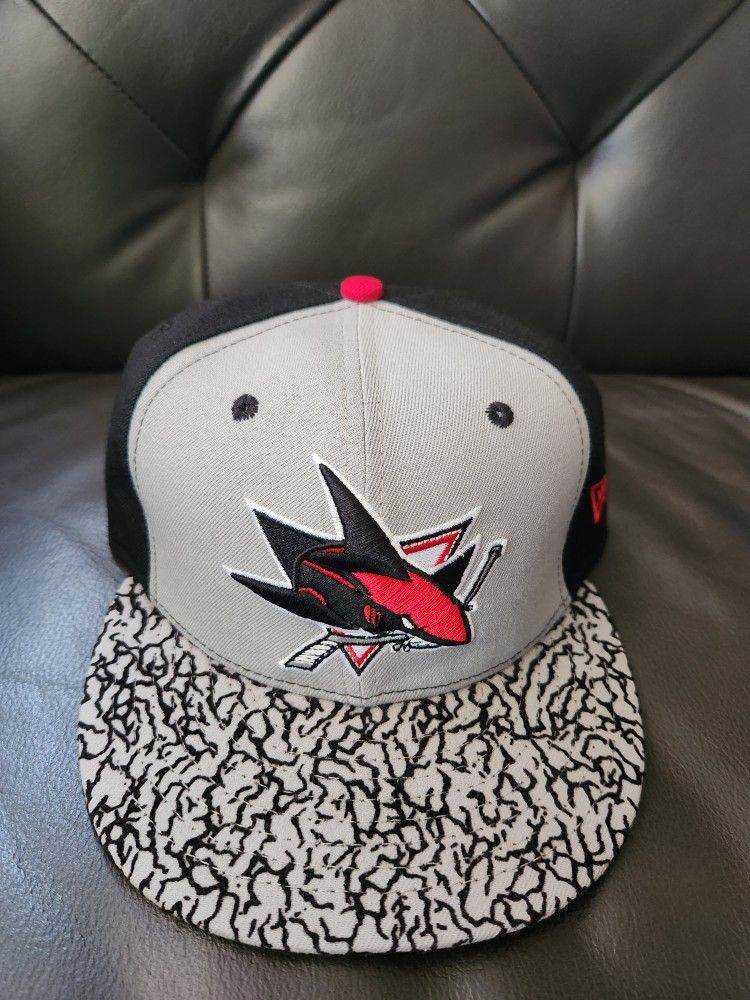 San Jose Sharks Air Jordan 3 Black Cement New Era Fitted 7 1/2