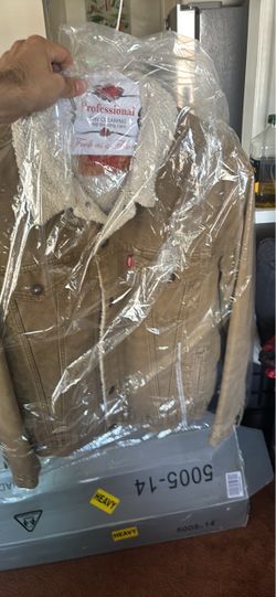 Tan Denim Jacket with Sherpa Collar Bomber style