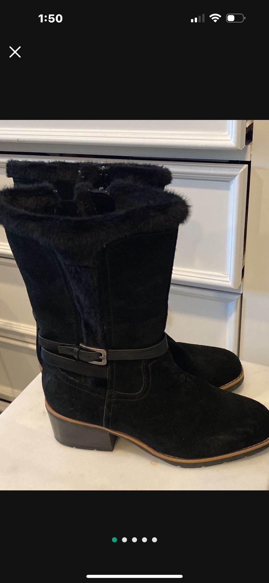 New Women’s Baretraps Blk Suede Ginger Boots Size 7
