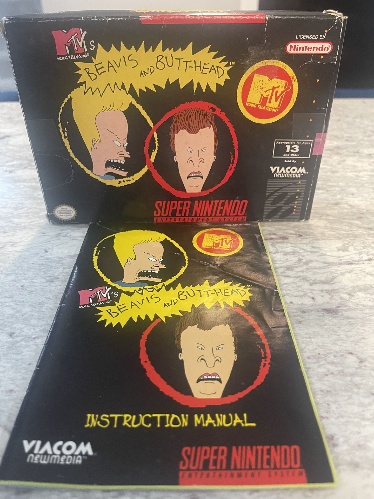 Beavis & Butthead Video Game Box & Booklet For Super Nintendo