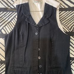 New Wah-Maker Western Vest Small Canvas Black Front/white Back