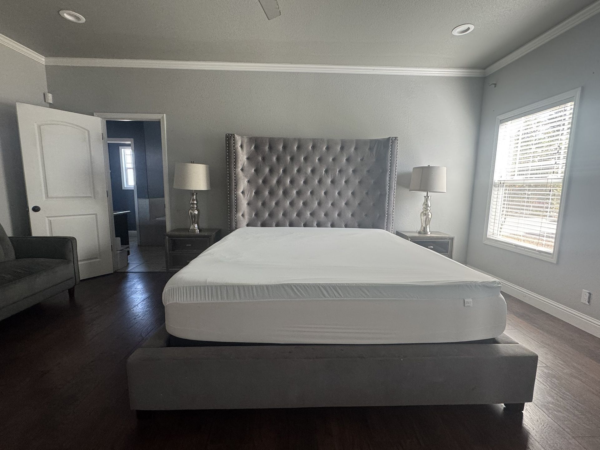 California King Bed Frame & Two Nightstands