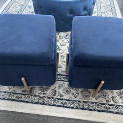 Two velvet chairs with storage
