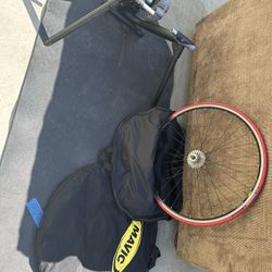 Cycling trainer grouped with Mat, training wheel complete with tire,  2 wheel covers, Mavic