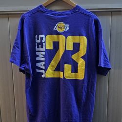 Lebron James #23 Los Angeles Lakers NBA Majestic Purple T-Shirt Men's Size XL