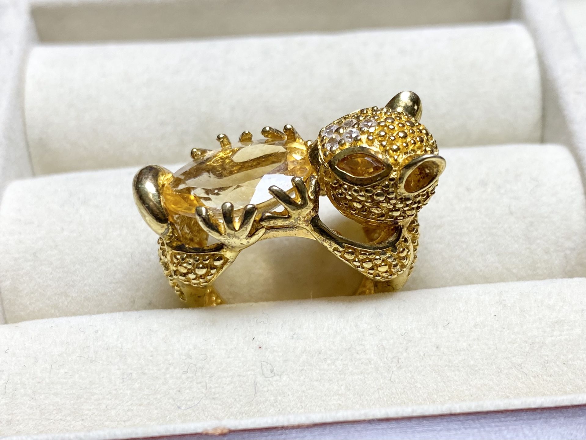 Citrine And Gold Over Silver Squirrel Ring