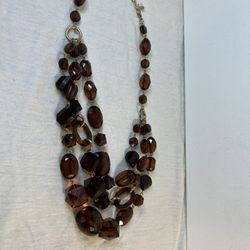 Vintage Three Strands Amber Tones Bakelite Beads Necklace Tested With Hot Water