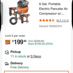 Ridgid Air Compresser And 3 Nails Gun 