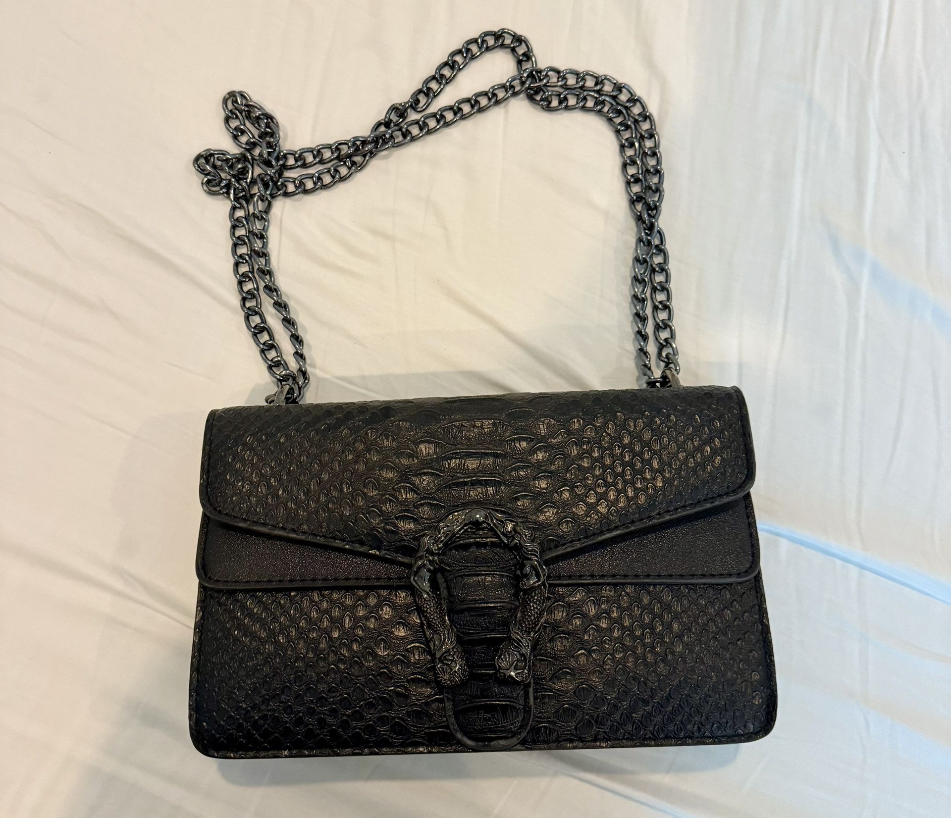 Snake-Print Crossbody & Shoulder Handbag – Like New