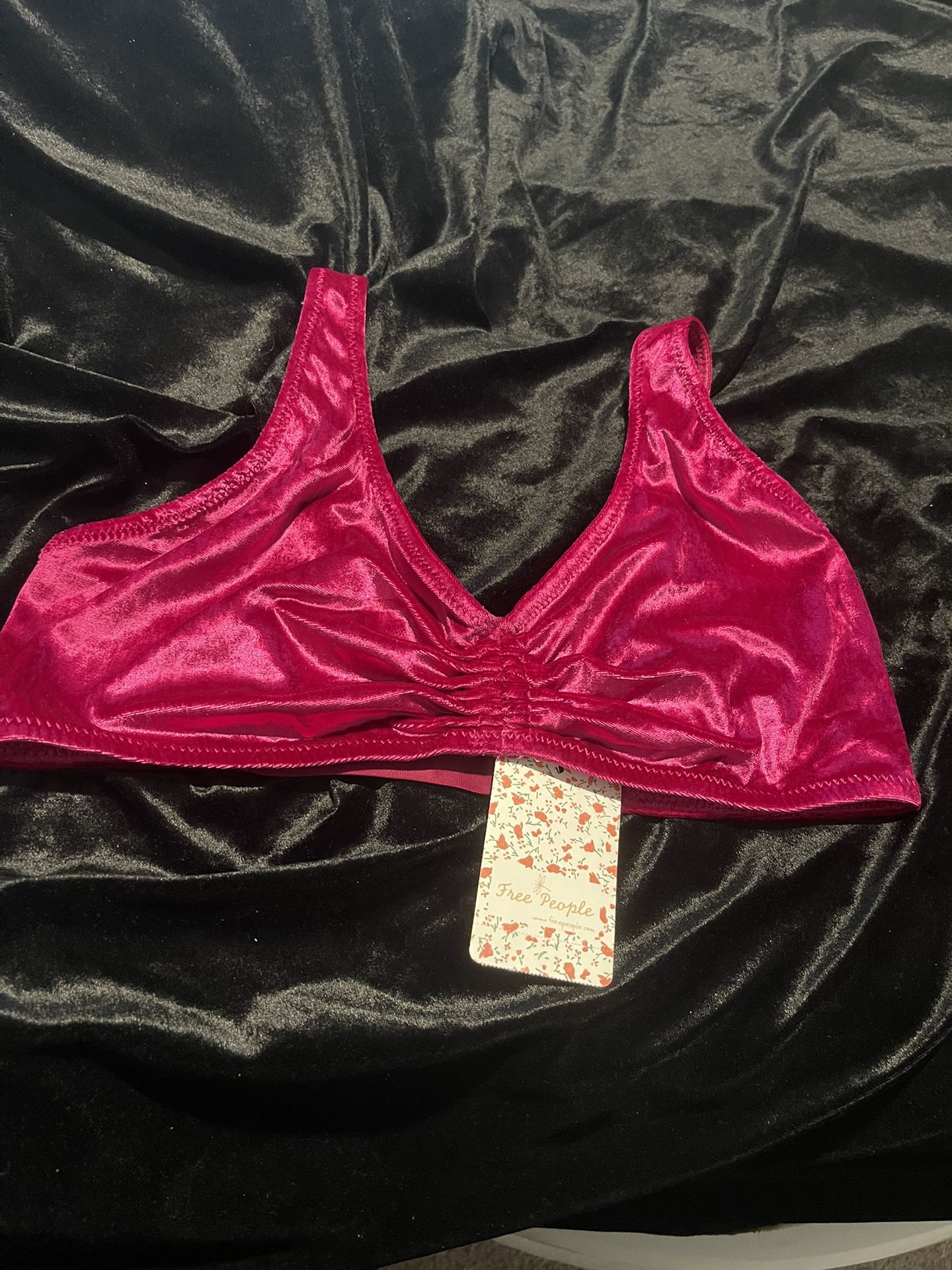 NWT Free People Size L Velveteen Pull Over Bra
