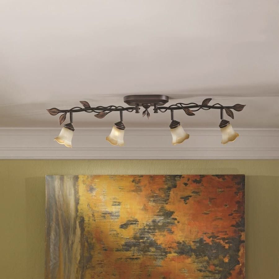 allen + roth Eastview 4-Light 36.2-in Oil-Rubbed Bronze Dimmable Flush-Mount Fixed Track Light Kit