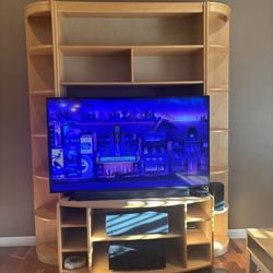 Natural Maple Scandinavian entertainment center modular