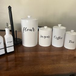 Kitchen Canisters, Olive oil/vinegar, Paper Towel Holder And Wine Decor 